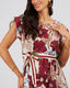 Cream Midi Dress Burgundy Flowers