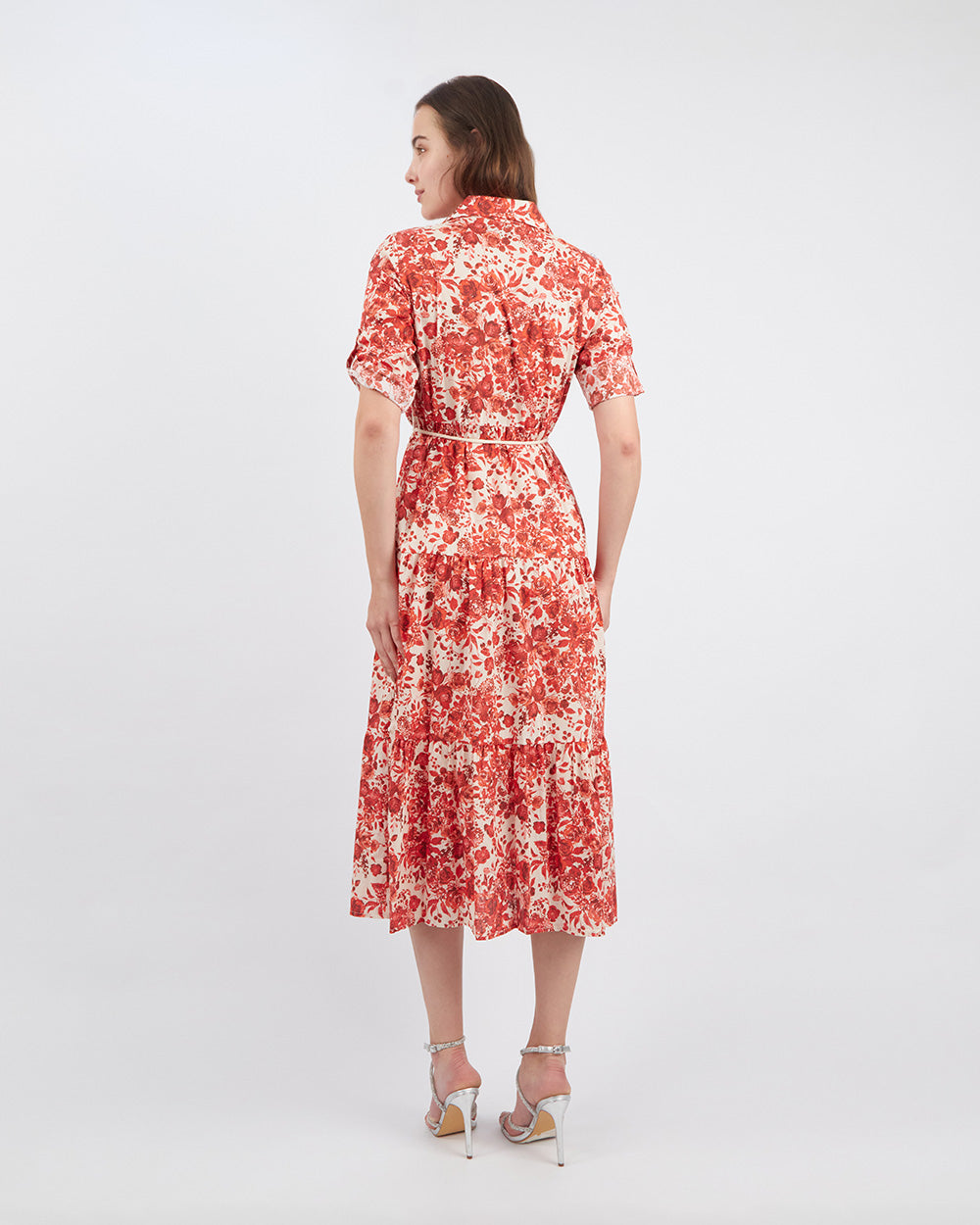 Orange Floral Shirt Dress