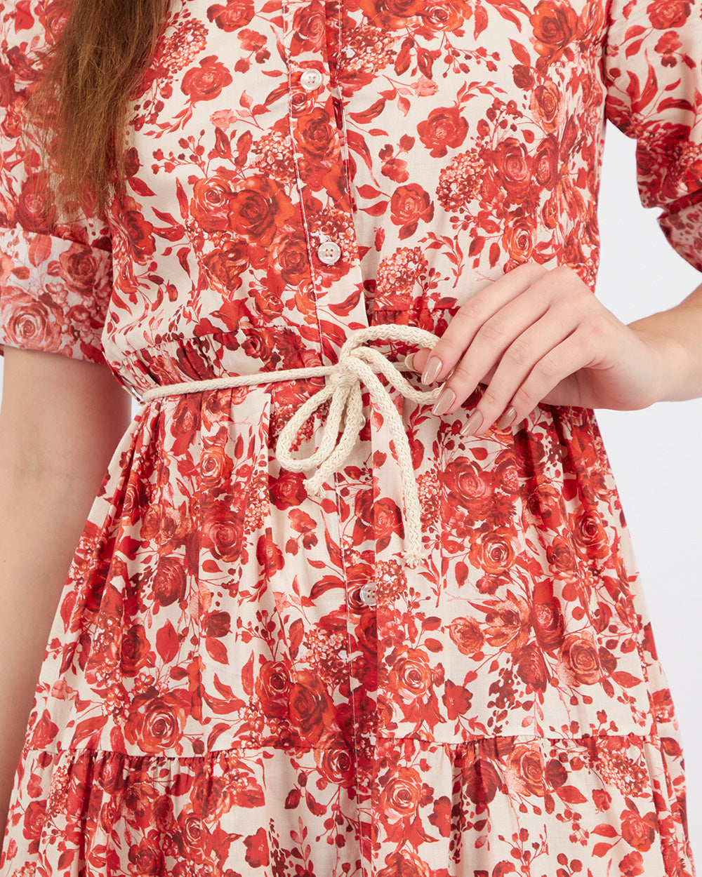 Orange Floral Shirt Dress