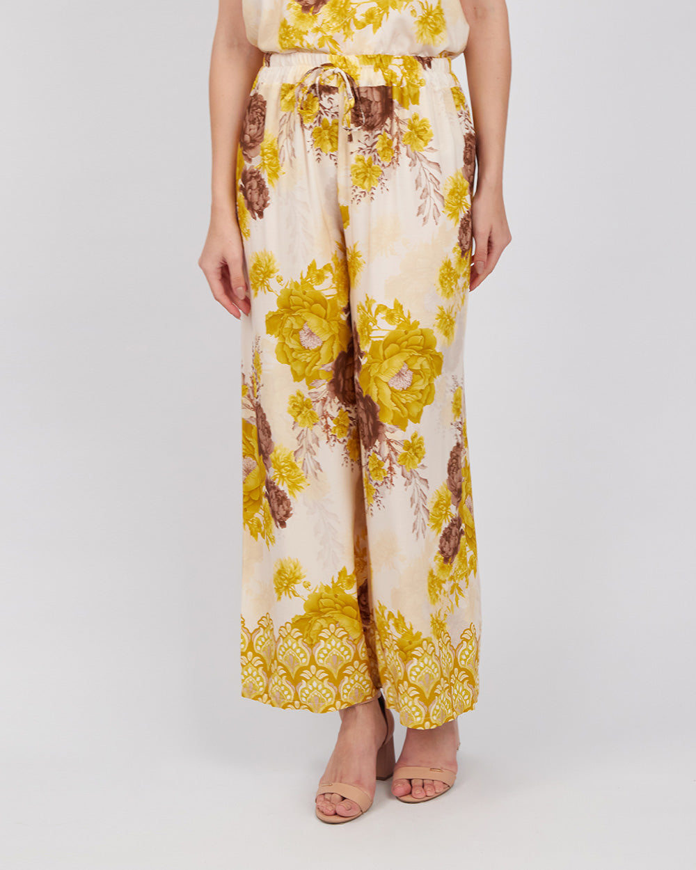 Cream Pants With Yellow Flowers