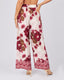 Cream Trousers Burgundy Flowers