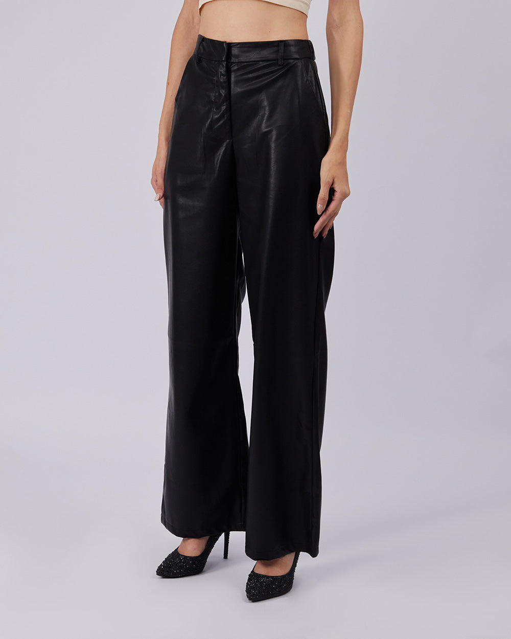 Black Vegan Leather Pants