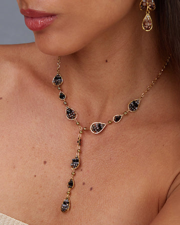 Gold Necklace With Colorful Drop Design