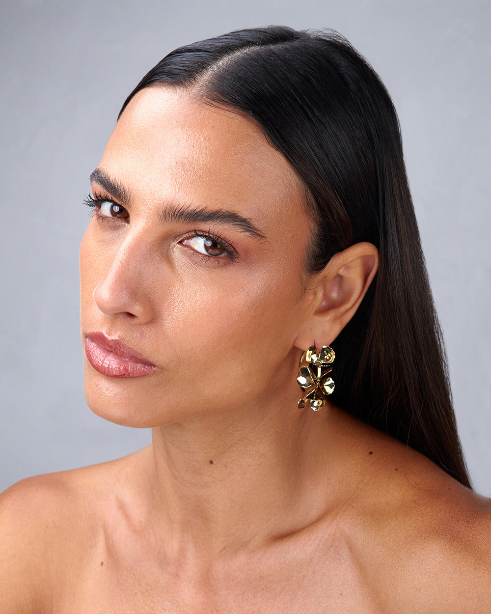 Gold Hoop Earrings Flowers