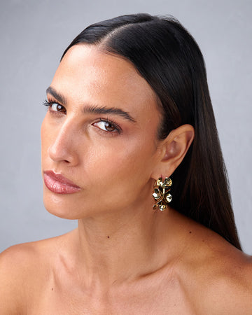 Gold Hoop Earrings Flowers