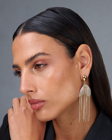 Gold Earrings White Stones