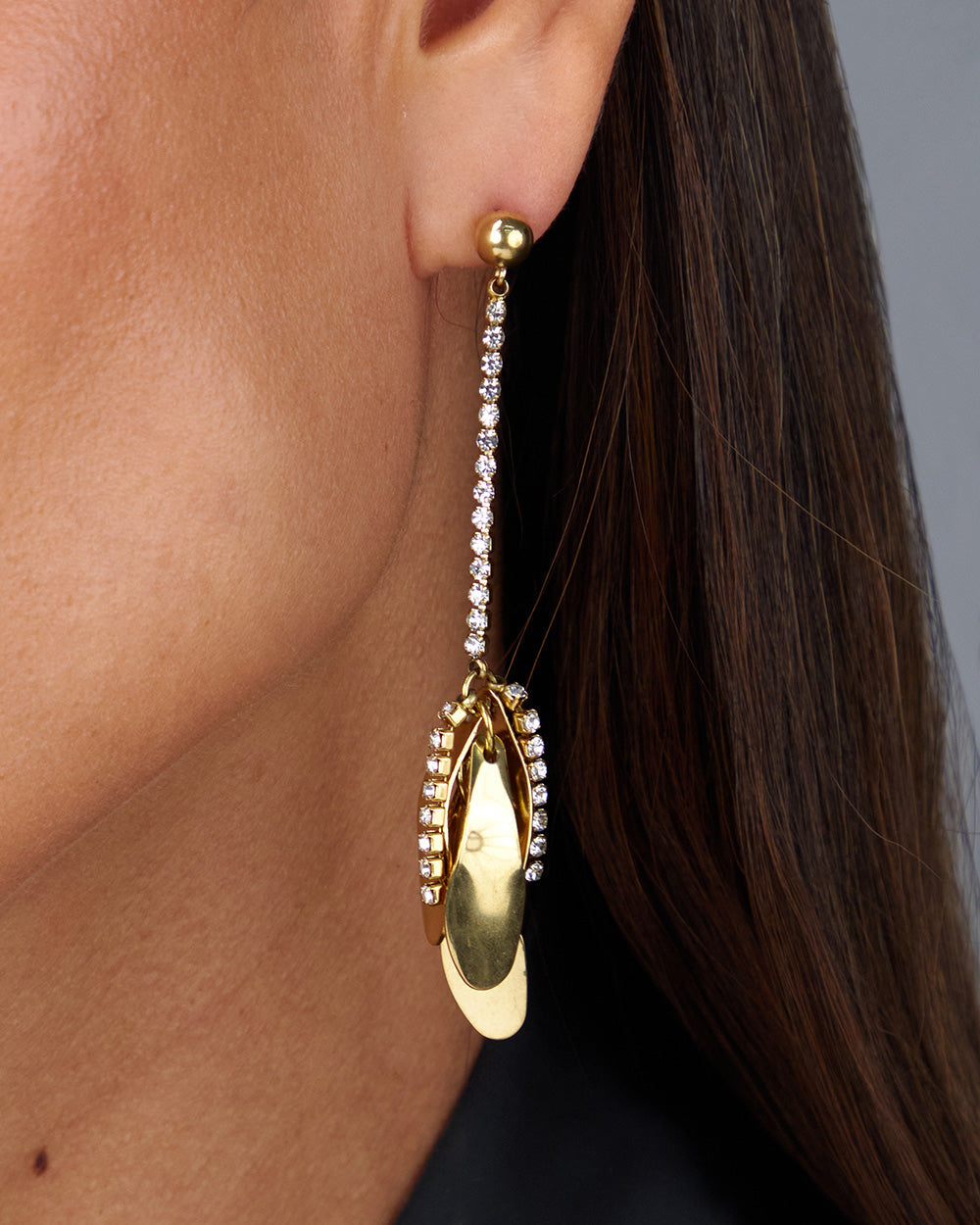 Gold Earrings Hanging Leaves
