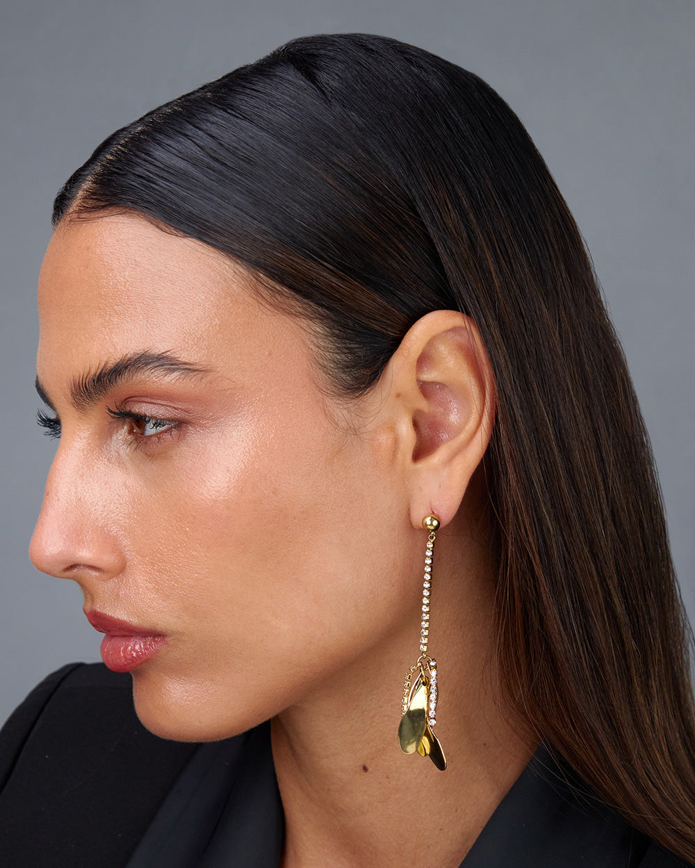 Gold Earrings Hanging Leaves