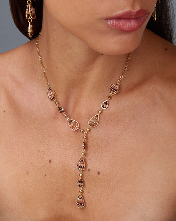 Gold Necklace Drop Pendants And Stones