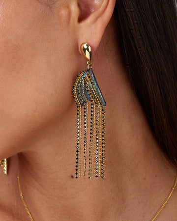 Gold Earrings Turquoise Stone