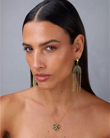 Gold Earrings Turquoise Stone