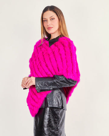 Magenta fur poncho