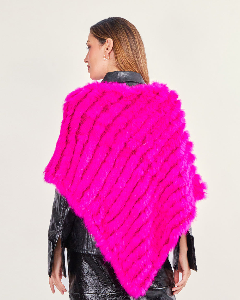 Magenta fur poncho