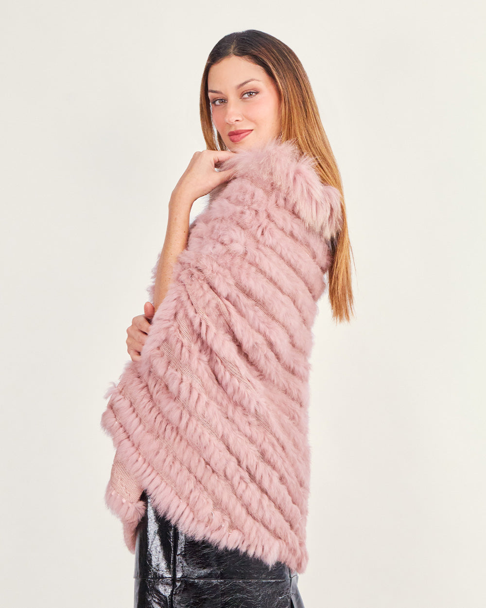 Pink fringe poncho